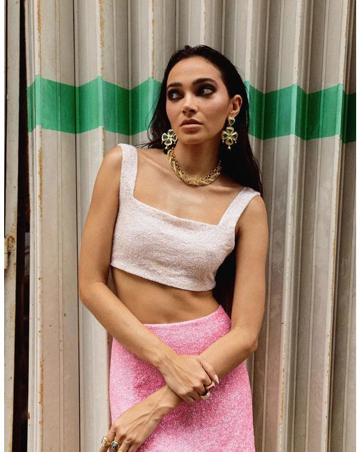 Oceanus Green Marie Hand Beaded Co-Ord Top