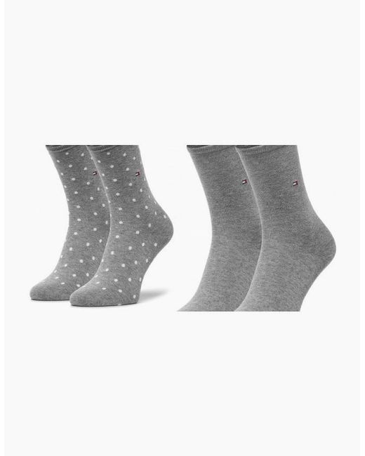 Tommy Hilfiger Gray 2-Pack Dots Pattern Socks, Middle Melange