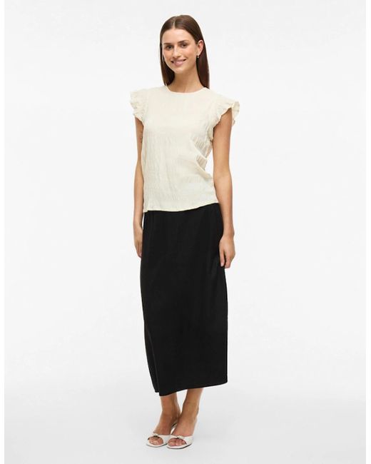 Vila White Raye Short Sleeve Top Birch