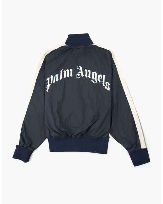 Palm Angels Blue Curved Logo Wr Nylon Track Jacket for men