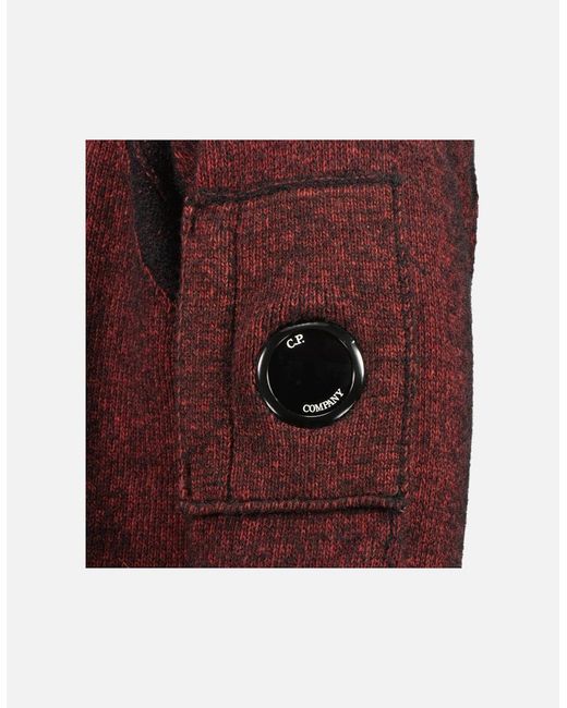 C P Company Red Knitted Lens Zip Cardigan for men