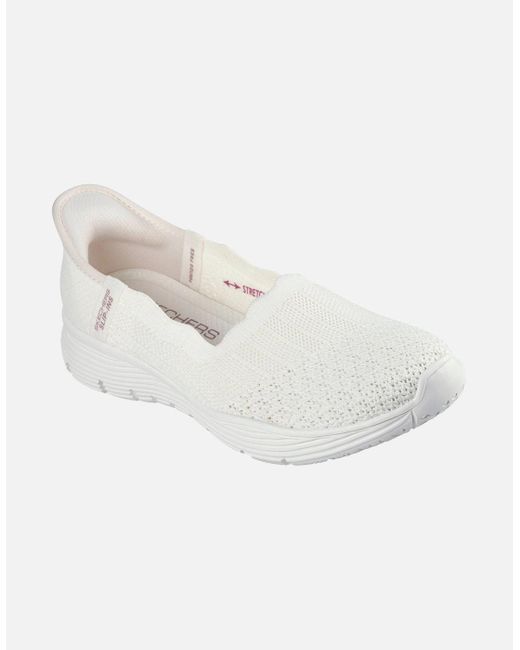 Skechers White Seager Believe It Textile Off Trainers