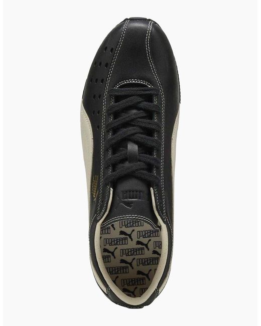 PUMA Black Ladies Sprint Leather Flat Trainers