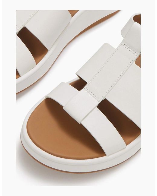 Fitflop White F-Mode Fisherman Leather Urban Narrow Fit Sandals