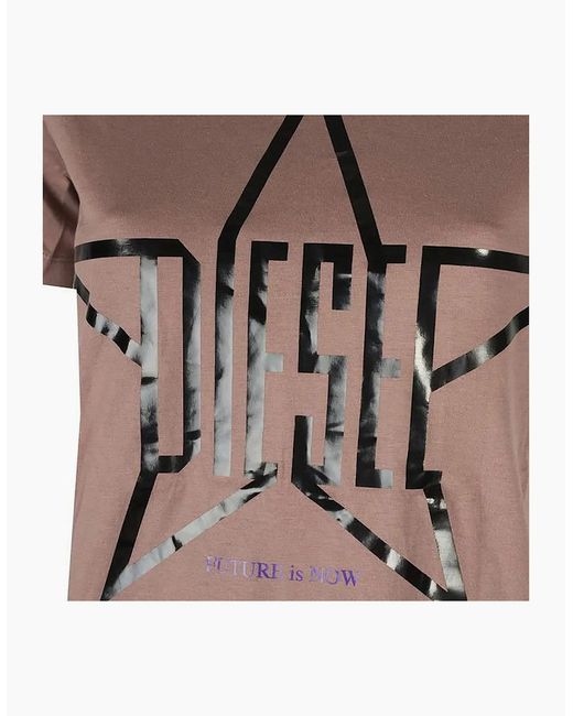 DIESEL Pink T Sily Za T Shirt Crew Neck Short Sleeve Top Casual Summer Tee New