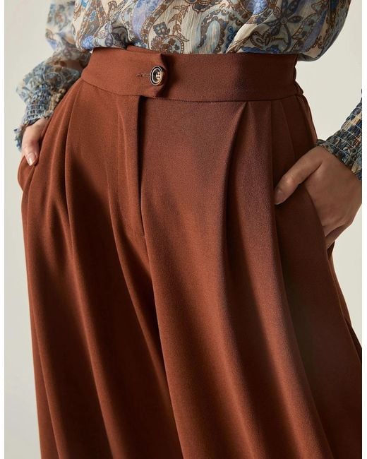 James Lakeland Brown Rust Wide Leg Suit Trousers