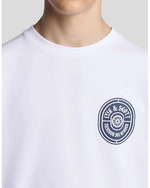 Lyle & Scott White Graphic Badge Cotton T-Shirt for men
