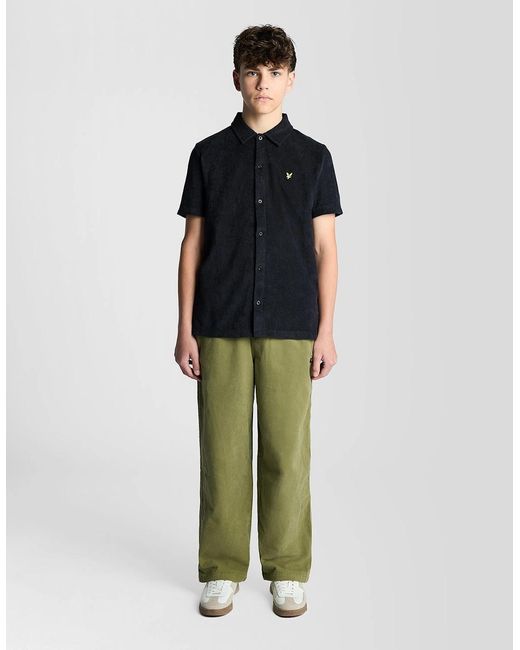 Lyle & Scott Black Short Sleeve Towelling Shirt for men