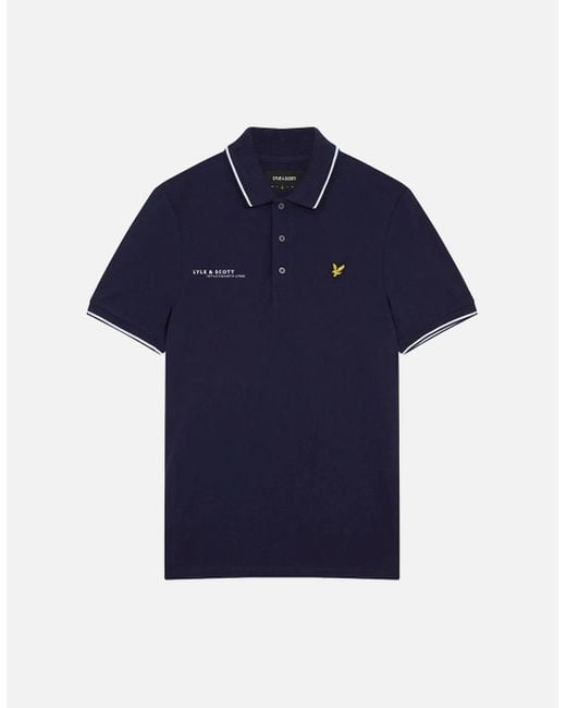 Lyle & Scott Blue Lyle & Scott Co-Ordinate Print Logo Short Sleeved Polo Shirts for men