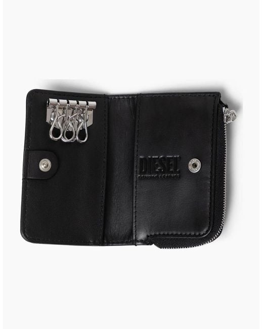 DIESEL Black L Zip Keyring for men