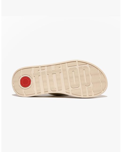 Fitflop White F-Mode Buckle Shimmerlux Flatform Toe Post Platino