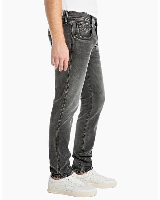Replay Gray Hyperflex Anbass Slim Tapered Jeans for men