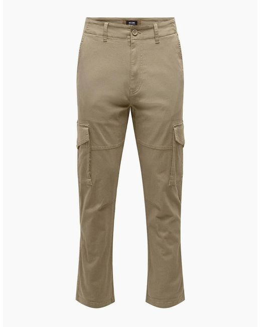 Only & Sons White Dean Regular Fit Cargo Pants for men