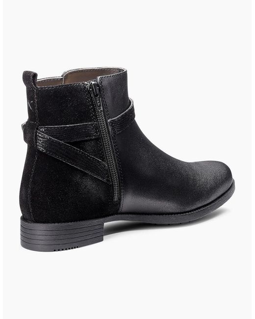 Hotter Black Haydock Wide Fit Ankle Boots