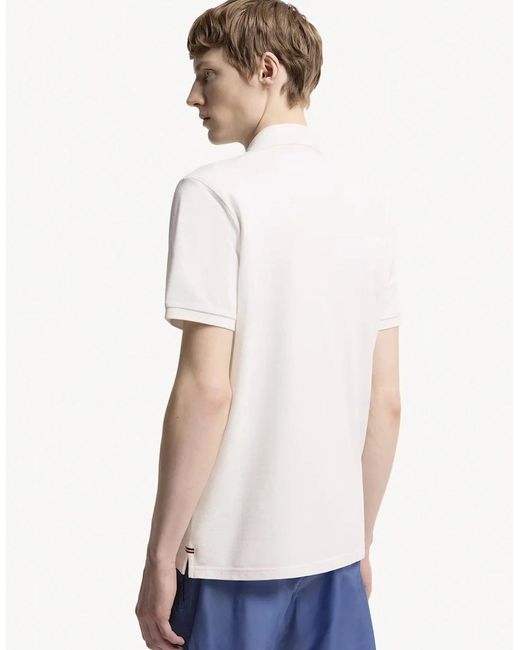 Moncler White Triple Logo Polo for men
