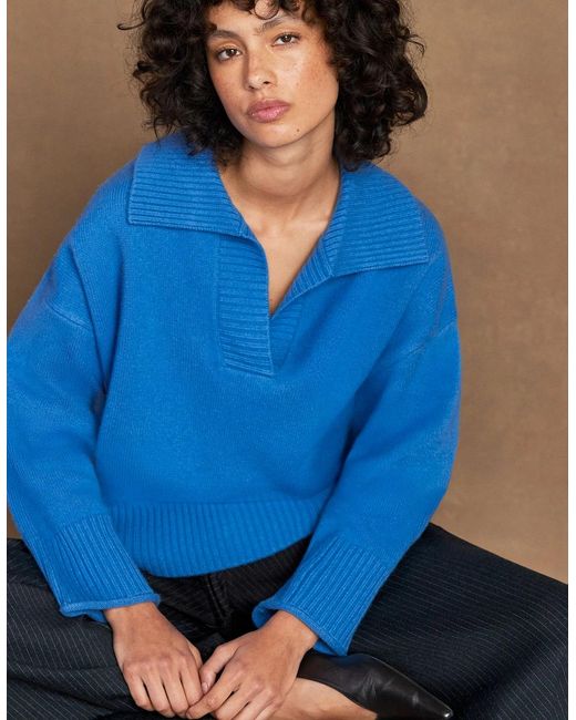 Ro&zo Blue Cobalt Collar Jumper With Cashmere