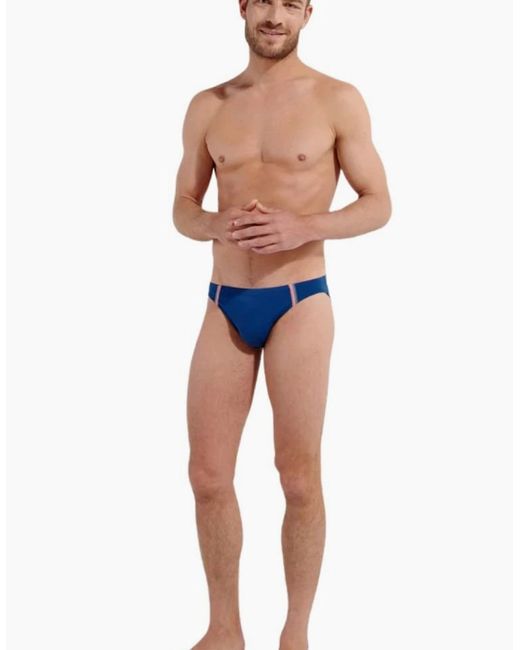 Hom Blue Nautical Cup Swim Micro Briefs for men