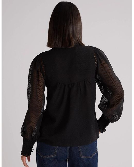 Ro&zo Black Dobby Trim Insert Blouse