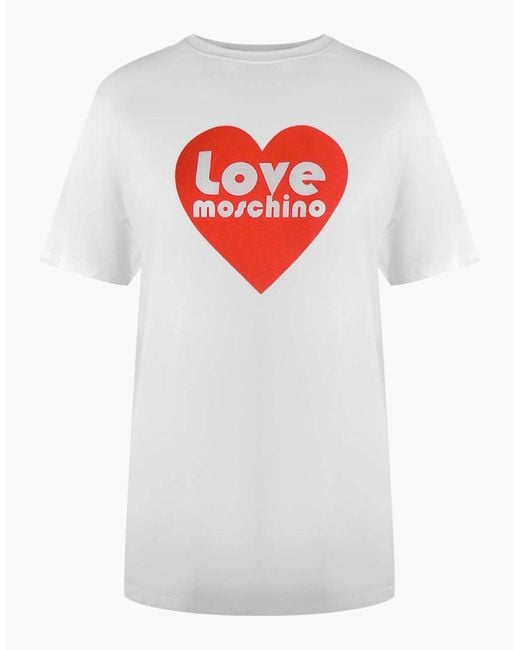 Love Moschino White Heart Logo T-Shirt