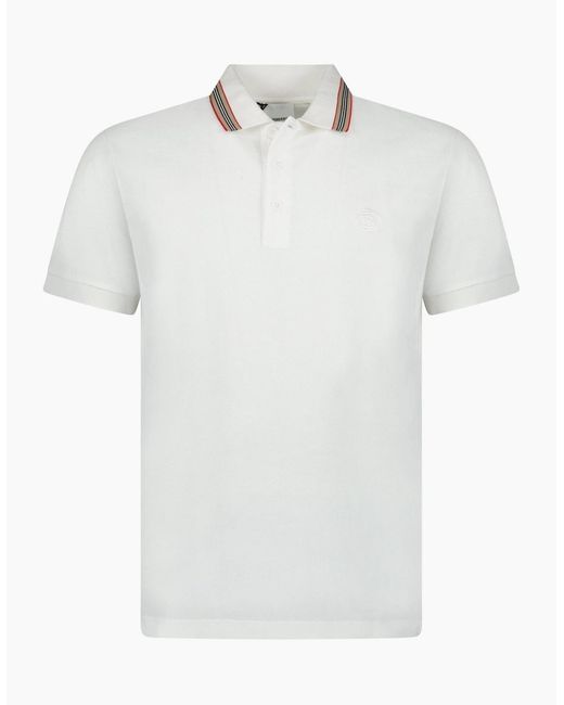 Burberry White 'Pierson' Tb Collar Polo-Shirt for men