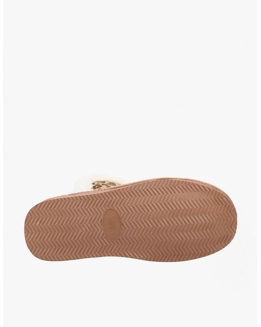 Hush Puppies Brown Ashleigh Suede Boot Slippers Leopard Print