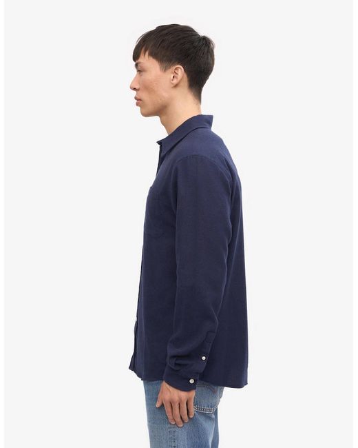COLORFUL STANDARD Blue Organic Flannel Shirt for men