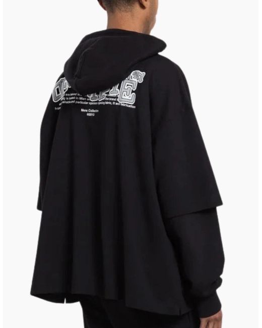 Off-White c/o Virgil Abloh Black Carlos Type Double Tee Hoodie for men
