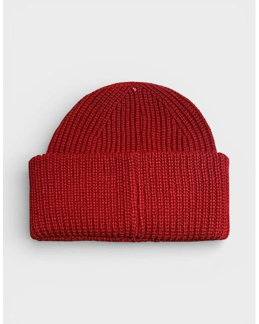COACH Red Woven Patch Beanie Cherry
