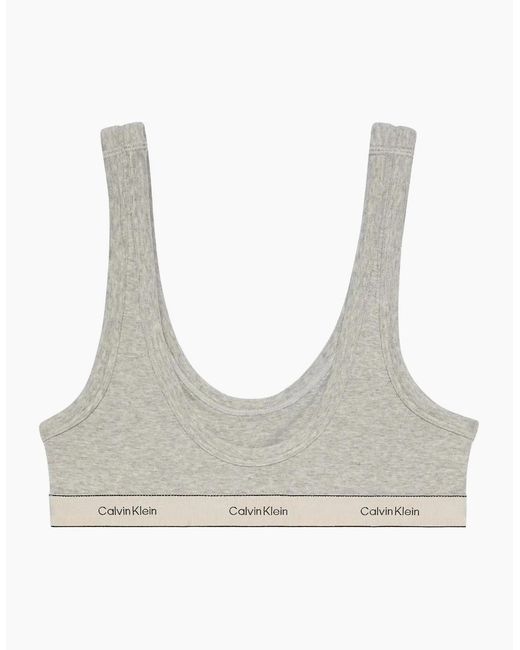 Calvin Klein Brown Heritage Cotton Unlined Bralette, Heather