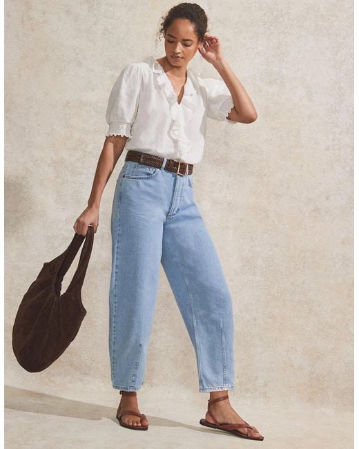 Ro&zo Gray Ivory Dobby Ruffle-Front Blouse