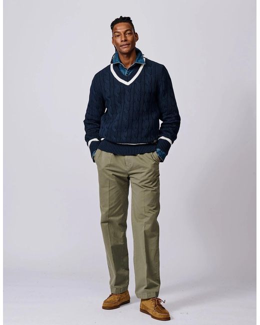 aubi Blue Denton Cotton Cricket Jumper for men