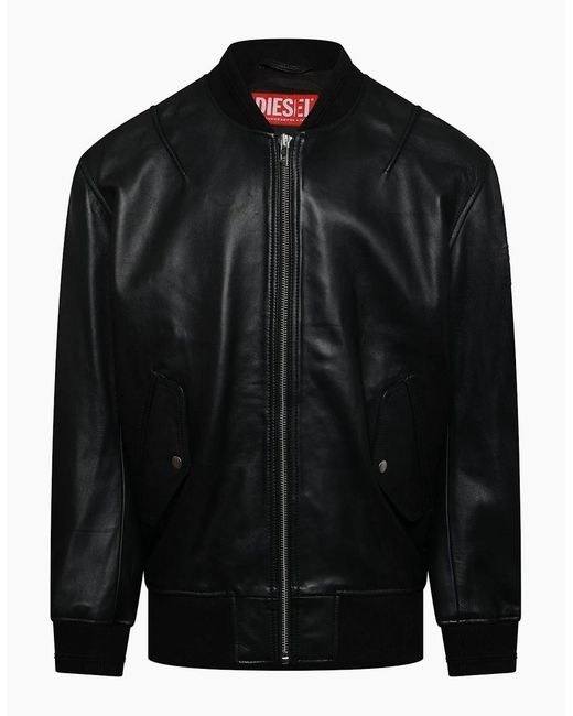 DIESEL Black L Pritts New Leather Jacket for men