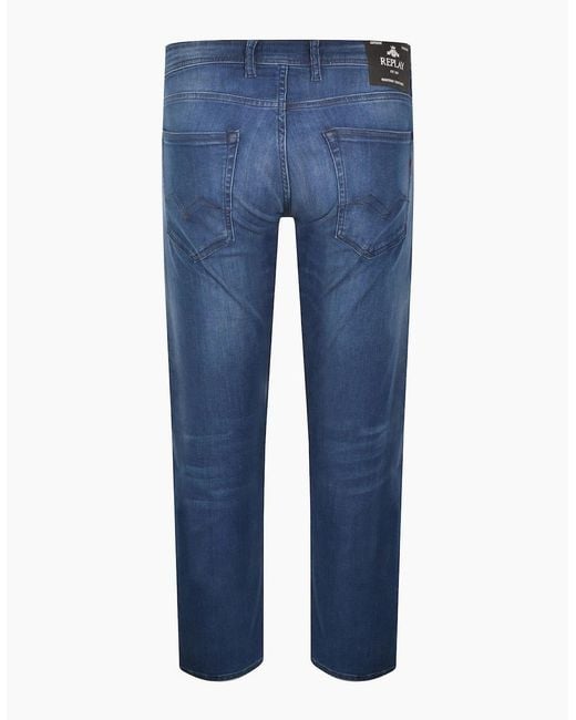 Replay Blue Grover Power Stretch Straight-Fit Jeans for men