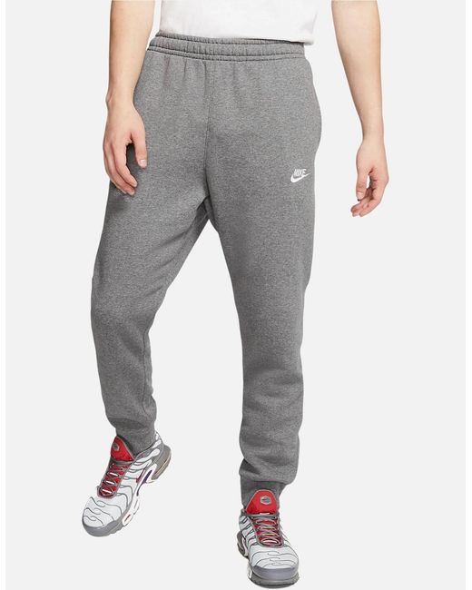 Nike Gray Club Fleece Joggers Casual Bottoms Loose Fit New Sport Cotton for men