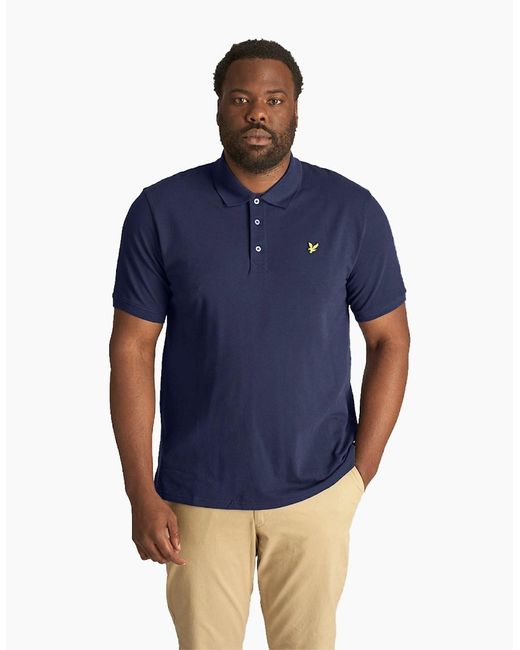 Lyle & Scott Blue Lyle & Scott Big & Tall Cotton Short Sleeve Polo Shirt for men