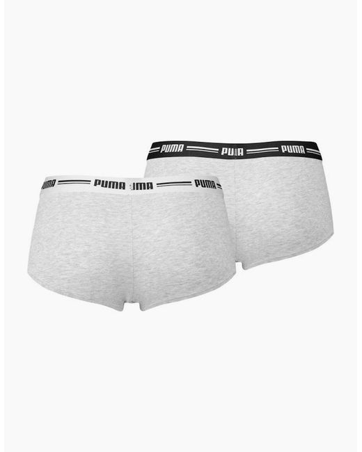 PUMA Gray 2-Pack Striped Logo Mid-Rise Mini Shorts, Melange