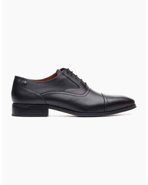 Base London Black Portico Toe Cap Oxford Shoes for men