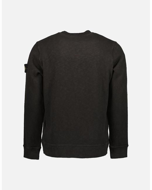 Stone Island Black Vanisé Brushed Heavy Cotton Jersey Sweatshirt for men