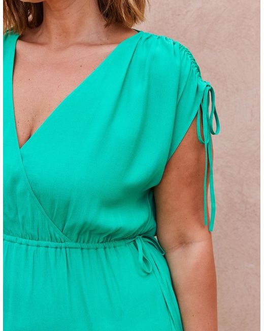 Live Unlimited London Blue Gathered Sleeve Midi Dress