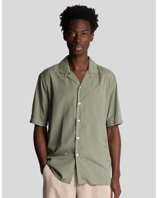 Lyle & Scott Green Contrast Cuff Shirt for men