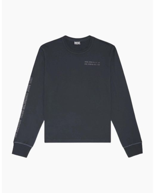 DIESEL Black T-Jubind-Ls-Slits T Shirts Cotton Crew Neck Long Sleeve Tee for men