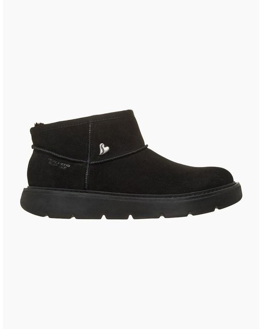 Skechers Black Keepsakes Cozy Mini Leather Suede/Faux Fur Boots