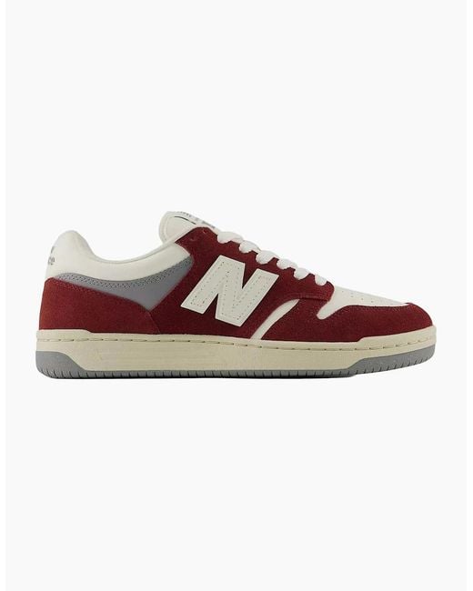 New Balance Brown 480 Trainer Classic Crimson/Sea Salt for men