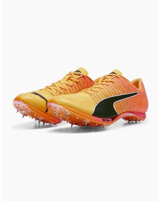 PUMA Orange Evospeed 400 Nitro 2 Track Running Spikes for men