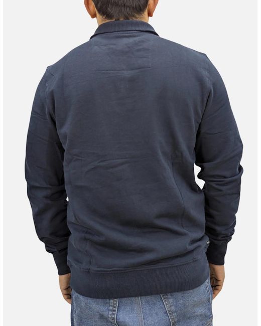 Weekend Offender Blue Sweatshirt Quarter Zip Pullover Plain Jumper Cotton for men