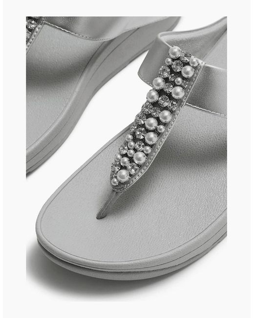 Fitflop White Fino Toe-Post Polyurethane Sandals