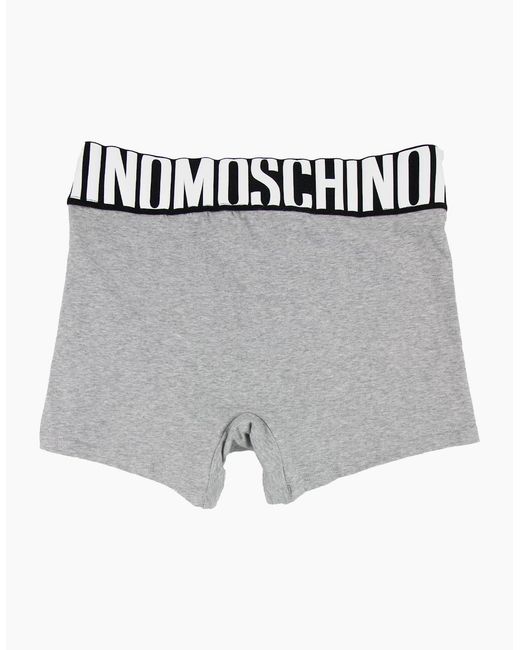 Moschino Gray Underwear Logo Print Stretch Cotton Trunks for men