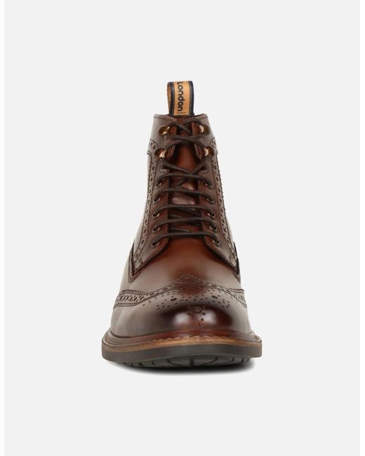 Base London Brown Dealer Brogue Boots for men
