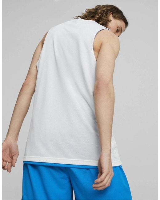 PUMA Blue Hoops Team Reverse Practice Performance Basketball Jersey for men