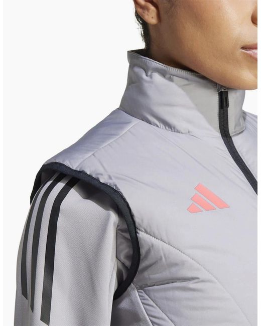 Adidas Gray Tiro24C Solid Patterned Ribbed Cuff Performance Vest